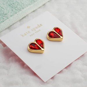 Kate Spade Rock Solid Stone Small Heart Earrings in Red